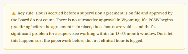 Hours reminder for DQCS in Wyoming for clinical supervision